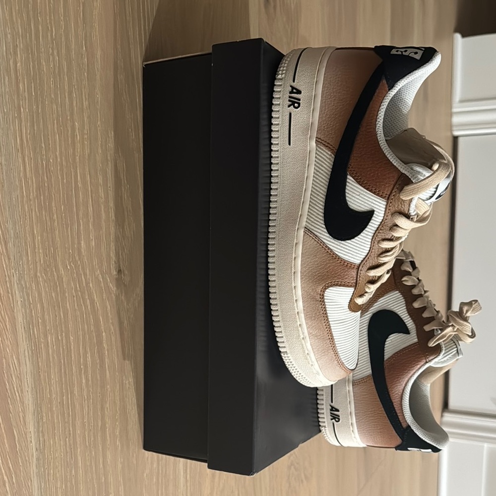 Nike Air Force 1 Low Tan and Black Sneakers